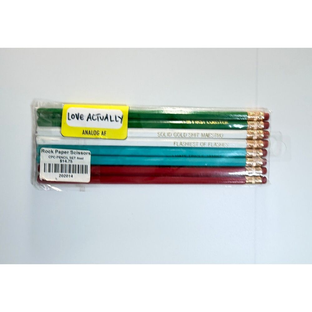 Love Actually Pencil Set of 8 Pencils by Calliope Pencil Factory NEW Gift